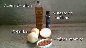 Ingredientes de la cebolla caramelizada